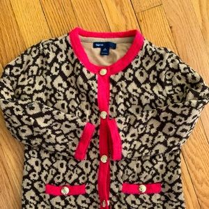 Gap leopard print cardigan Girls S 6-7